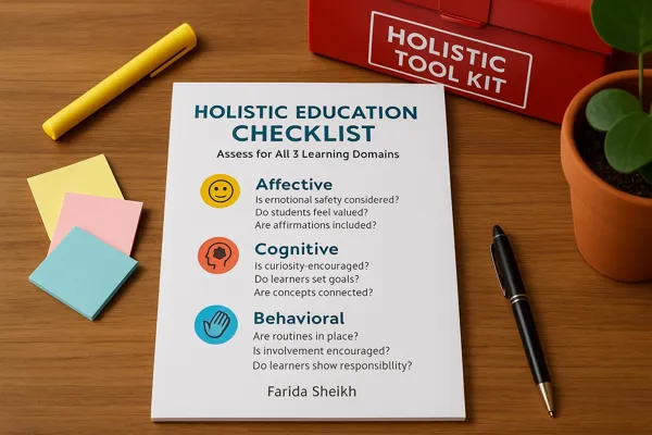 Holistic Education Checklist free resource for teachers and parents covering cognitive, affective, and behavioral learning domains