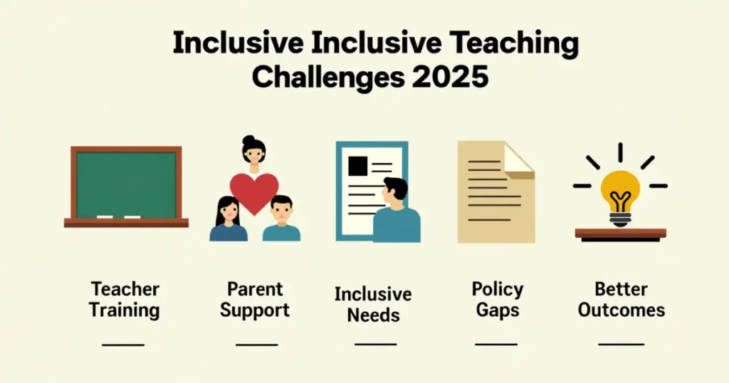 Illustration showing key challenges in inclusive teaching strategies across schools