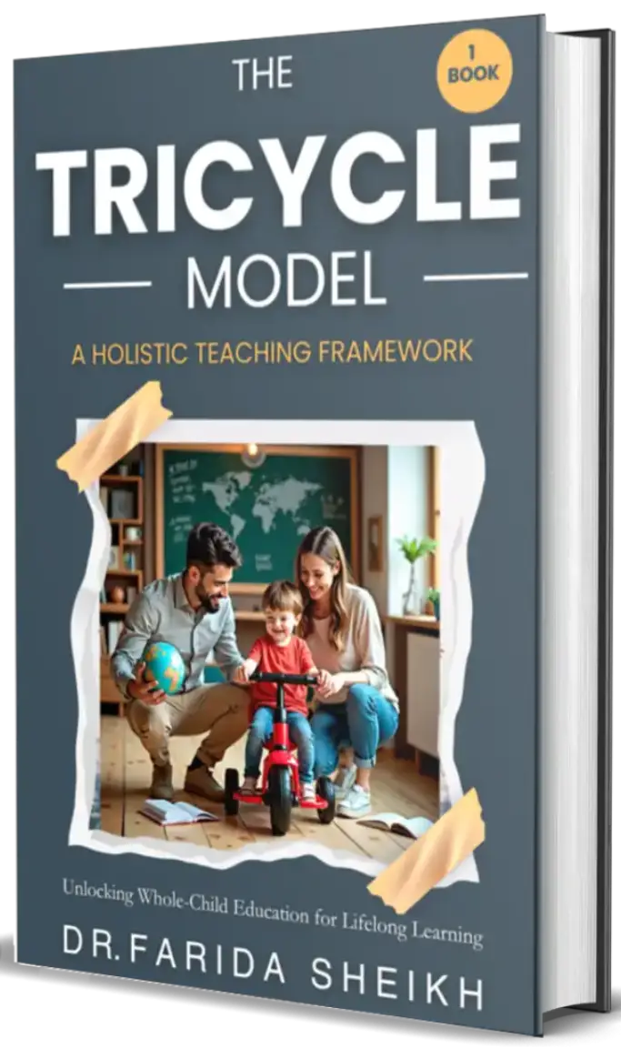 Hardcover of The Tricycle Model book by Dr. Farida Sheikh, supporting inclusive teaching and pupil well-being.